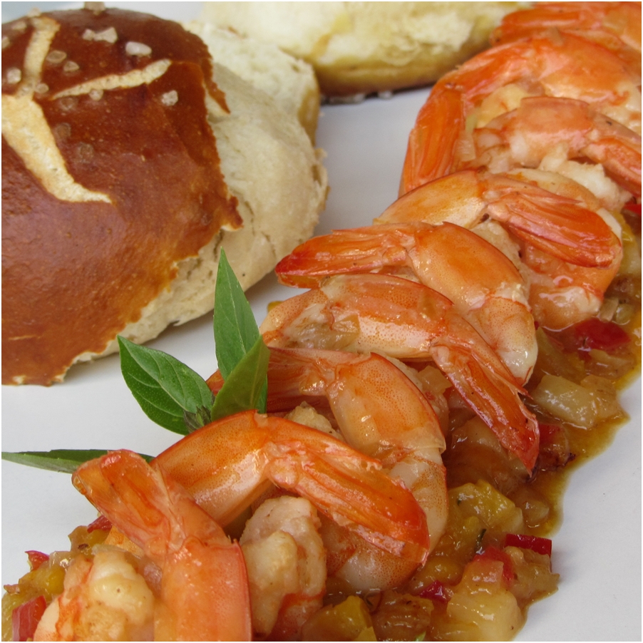 Garnéla őszibarackkal